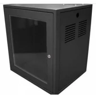 Rack Padrao 19' 12Ux570 Preto Visor Acril.-Parede