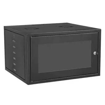 Rack Padrao 19' 9Ux470 Preto Visor Acril.-Parede