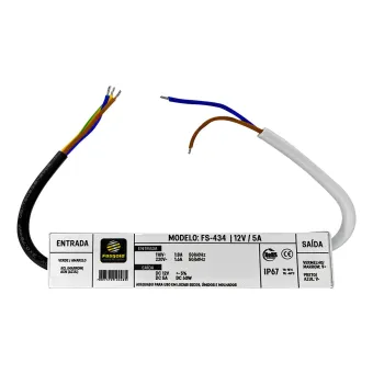 Fonte 12V 5A Blindada - IP67 - FASGOLD