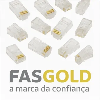 Conector RJ 45 vazado Fasgold (pct 50 peças)